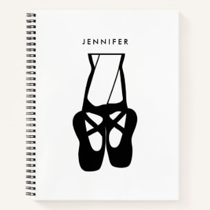 Cute Black Ballet Slippers En Pointe Notebook