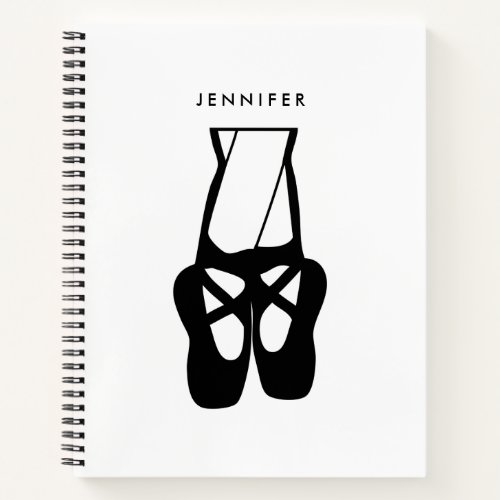 Cute Black Ballet Slippers En Pointe Notebook