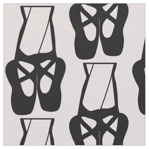 Cute Black Ballet Slippers En Pointe Pattern Fabric