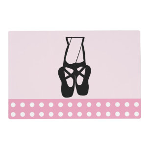 Cute Black Ballet Slippers En Pointe Placemat