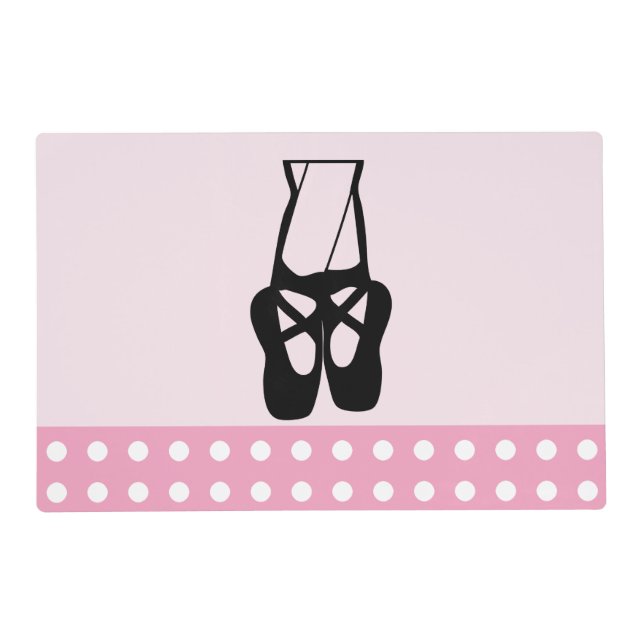 Cute Black Ballet Slippers En Pointe Placemat (Front)