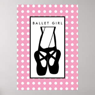 Cute Black Ballet Slippers En Pointe Poster