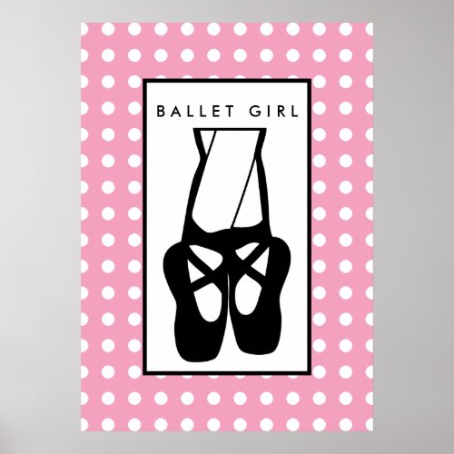 Cute Black Ballet Slippers En Pointe Poster