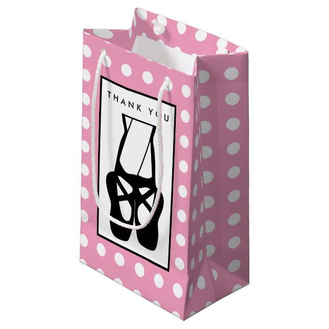 Cute Black Ballet Slippers En Pointe Small Gift Bag (Front Angled)
