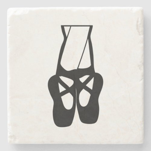 Cute Black Ballet Slippers En Pointe Stone Coaster