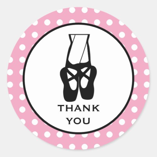Cute Black Ballet Slippers En Pointe Thank You Classic Round Sticker