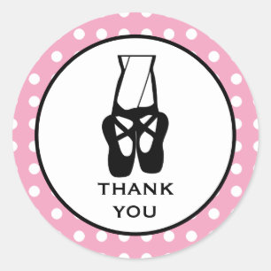 Cute Black Ballet Slippers En Pointe Thank You Classic Round Sticker
