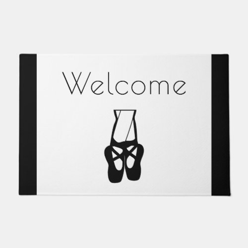 Cute Black Ballet Slippers En Pointe Welcome Doormat