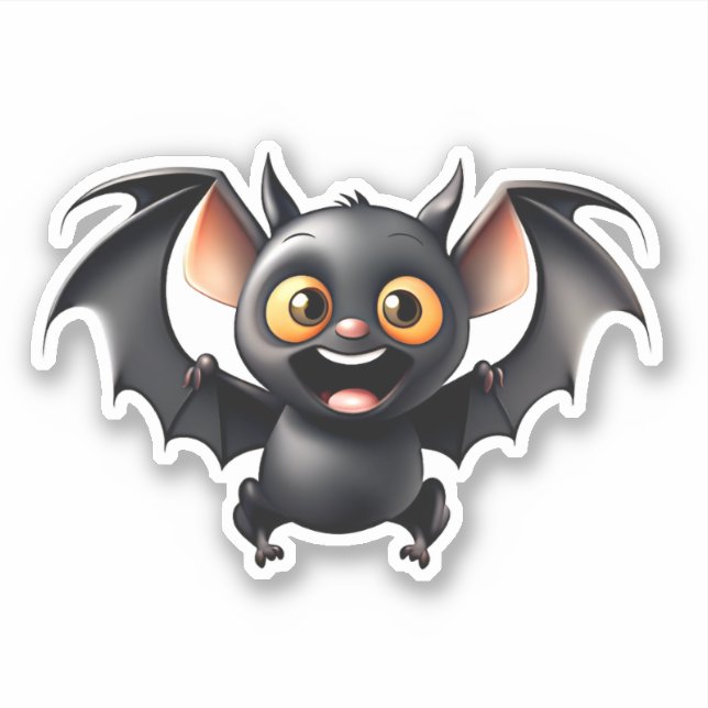 Cute black Bat custom cut vinyl Sticker (Front)