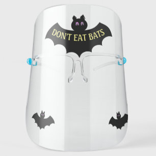 Cute black bats and calligraphy face shield