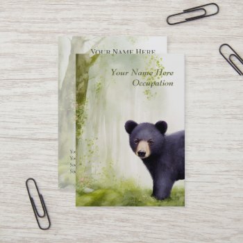 Cute Black Bear Cub Business Card by HistoryinBW at Zazzle