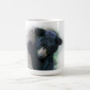Cute Black Bear Cub Photo Watercolor Coffee Mug