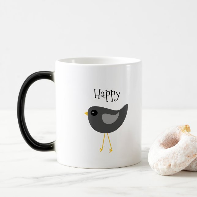 Cute black bird mug (With Donut)