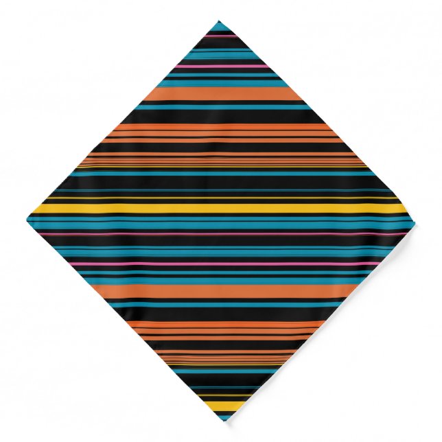 Cute black blue stripes bandana (Front)