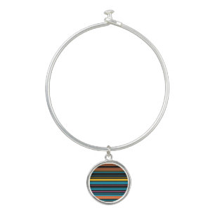 Cute black blue stripes bangle bracelet