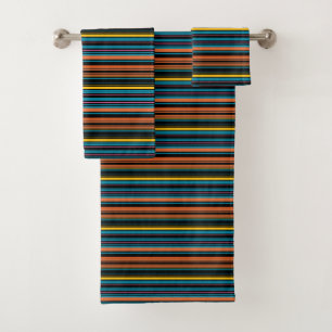 Cute black blue stripes bath towel set