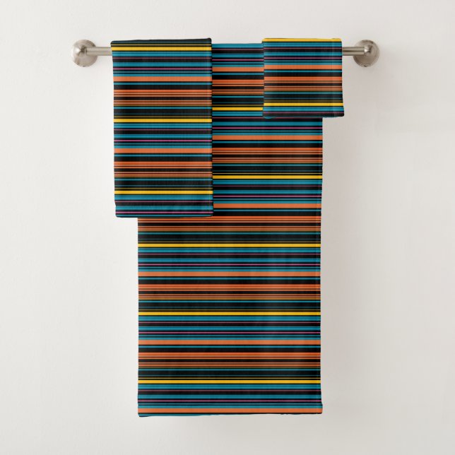 Cute black blue stripes bath towel set (Insitu)