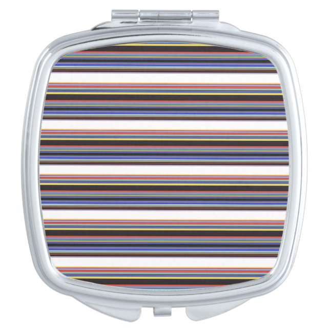 Cute black blue stripes compact mirror (Front)