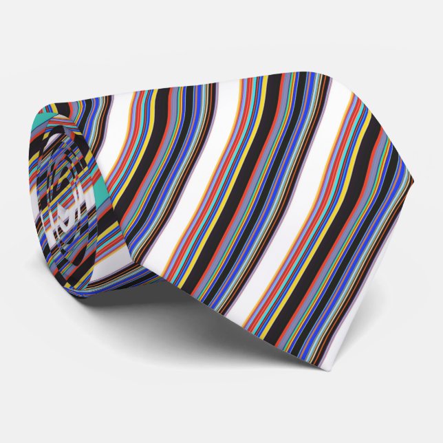 Cute black blue stripes neck tie (Rolled)