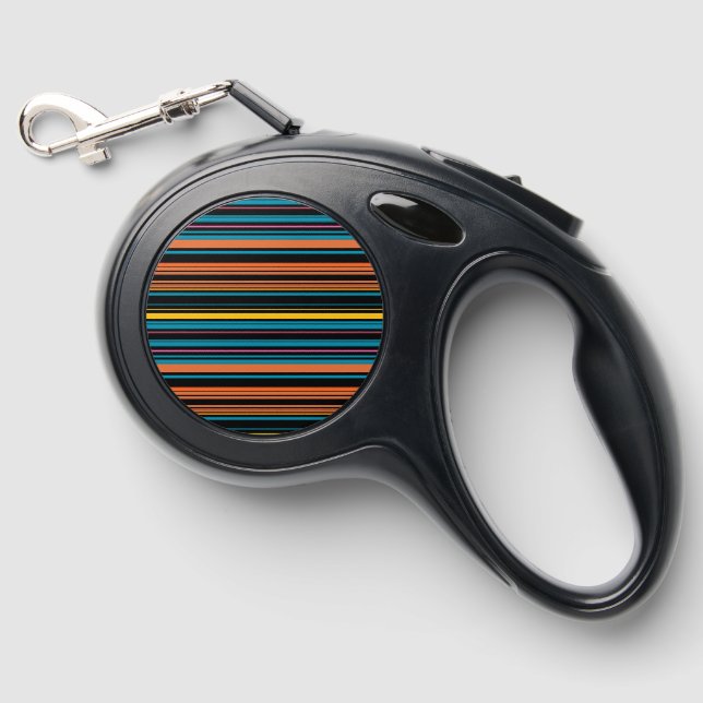 Cute black blue stripes retractable pet leash  (Front)