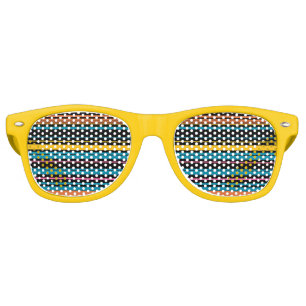 Cute black blue stripes retro sunglasses