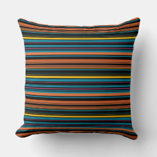 Cute black blue stripes throw pillow
