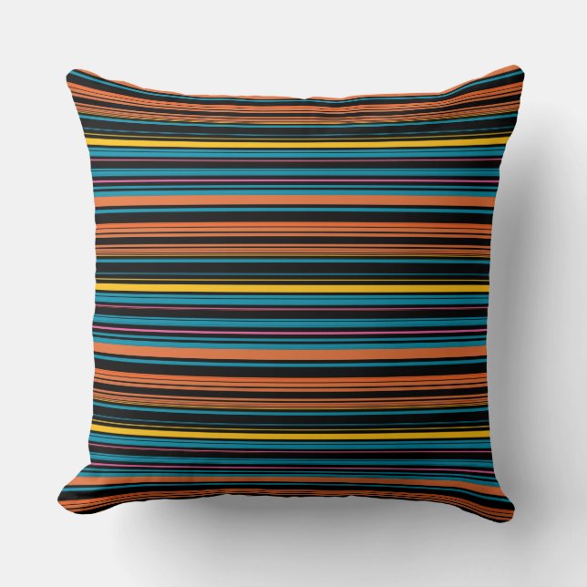 Cute black blue stripes throw pillow (Front)