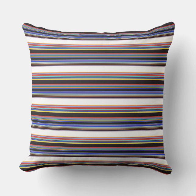 Cute black blue stripes throw pillow (Front)