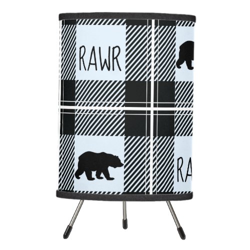 Cute Black Blue  White Bear and Rawr Flannel Tripod Lamp