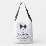 Cute Black Bow Tie & Buttons Groom's Wedding Crossbody Bag<br><div class="desc">These fun bags are designed especially for the groom. They feature an image of a black tie with three buttons and text that reads Groom with a space to enter his name as well as the wedding couple's names and wedding date. Great way to show your thanks for all of...</div>