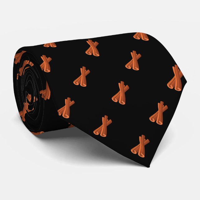 Cute Black Brown Cinnamon Stick Seamless Pattern Neck Tie (Rolled)