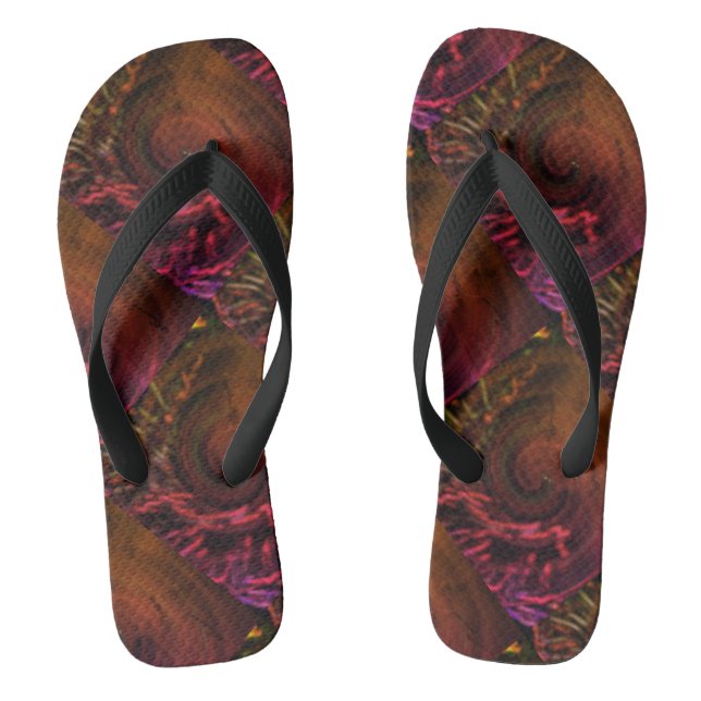 Cute Black BROWN RED Modern Woman Flip Flops (Footbed)