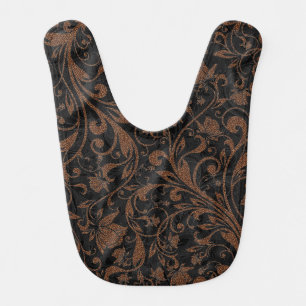 Cute black brown tiger floral pattern baby bib