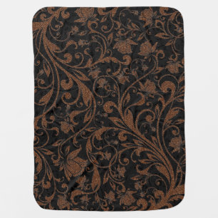 Cute black brown tiger floral pattern baby blanket