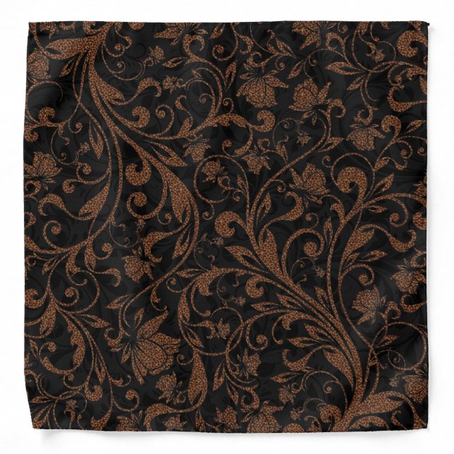 Cute black brown tiger floral pattern bandana (Front)