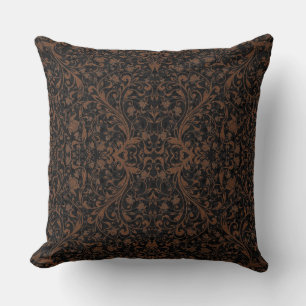 Cute  black brown tiger floral pattern throw pillow