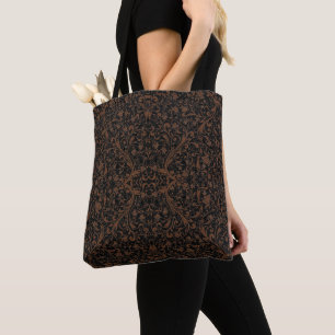 Cute black brown tiger floral pattern tote bag