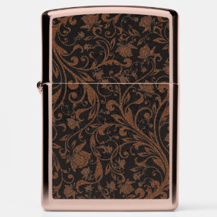 Cute black brown tiger floral pattern zippo lighter