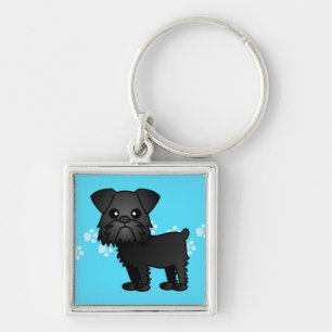 Cute Black Brussels Griffon Cartoon Keychain