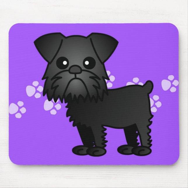 Cute Black Brussels Griffon Cartoon Mouse Pad (Front)