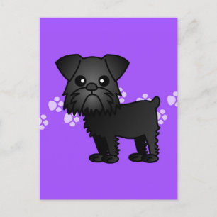 Cute Black Brussels Griffon Cartoon Postcard