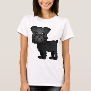 Cute Black Brussels Griffon Cartoon T-Shirt