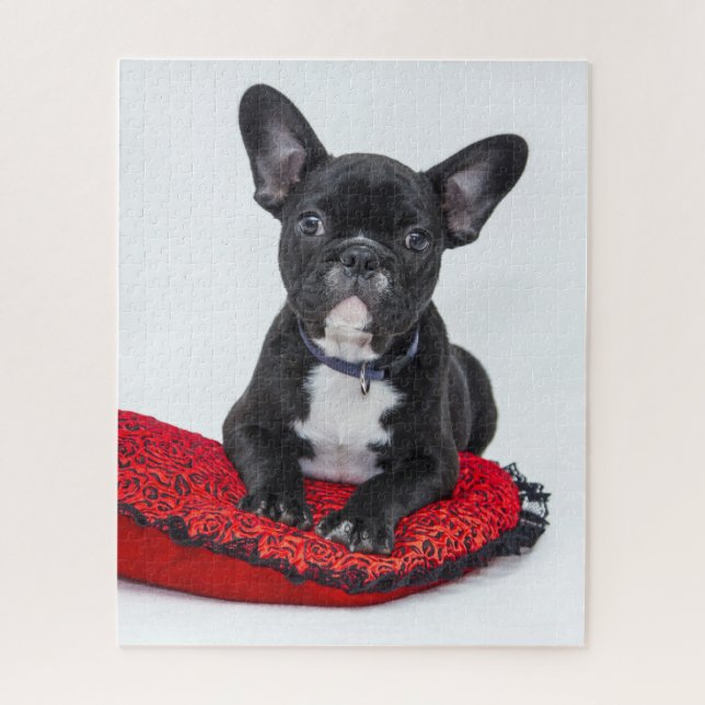 Cute Black BULLDOG Puppy Customizable Jigsaw Puzzle (Vertical)