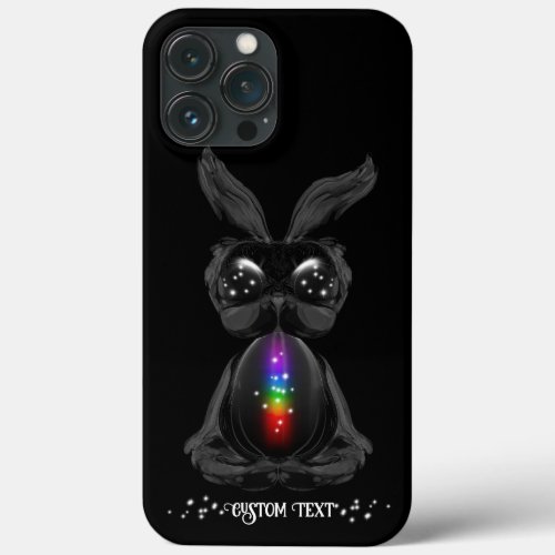 Cute Black Bunny with Chakra Rainbow Soul iPhone 13 Pro Max Case