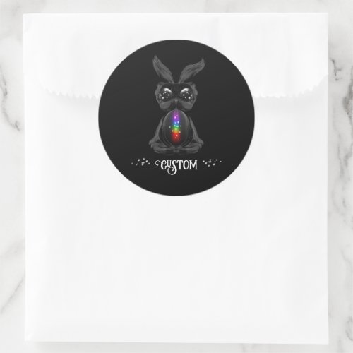 Cute Black Bunny with Chakra Rainbow Soul Classic Round Sticker