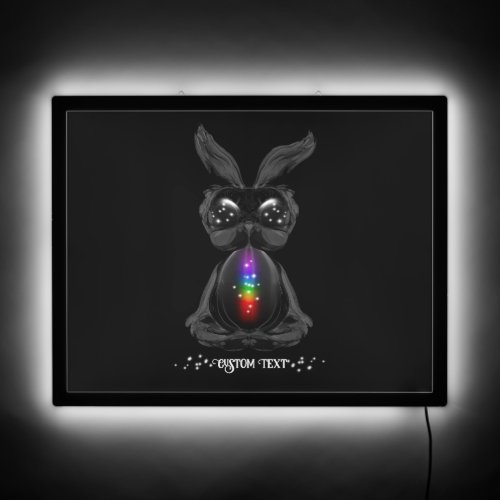 Cute Black Bunny with Chakra Rainbow Soul LED Sign