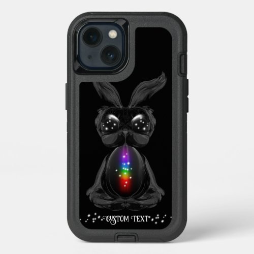 Cute Black Bunny with Chakra Rainbow Soul iPhone 13 Case
