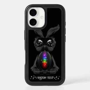 Cute Black Bunny with Chakra Rainbow Soul iPhone 16 Case