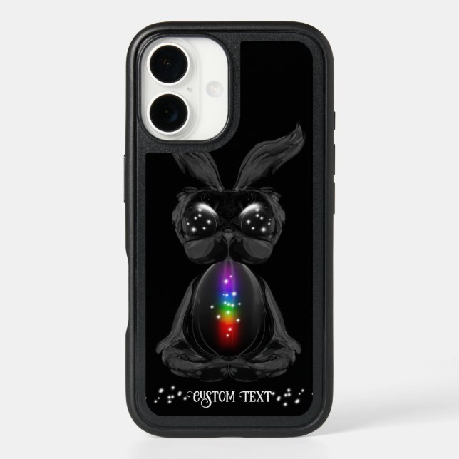 Cute Black Bunny with Chakra Rainbow Soul Otterbox iPhone Case (Back)