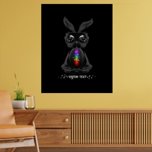 Cute Black Bunny with Chakra Rainbow Soul Poster